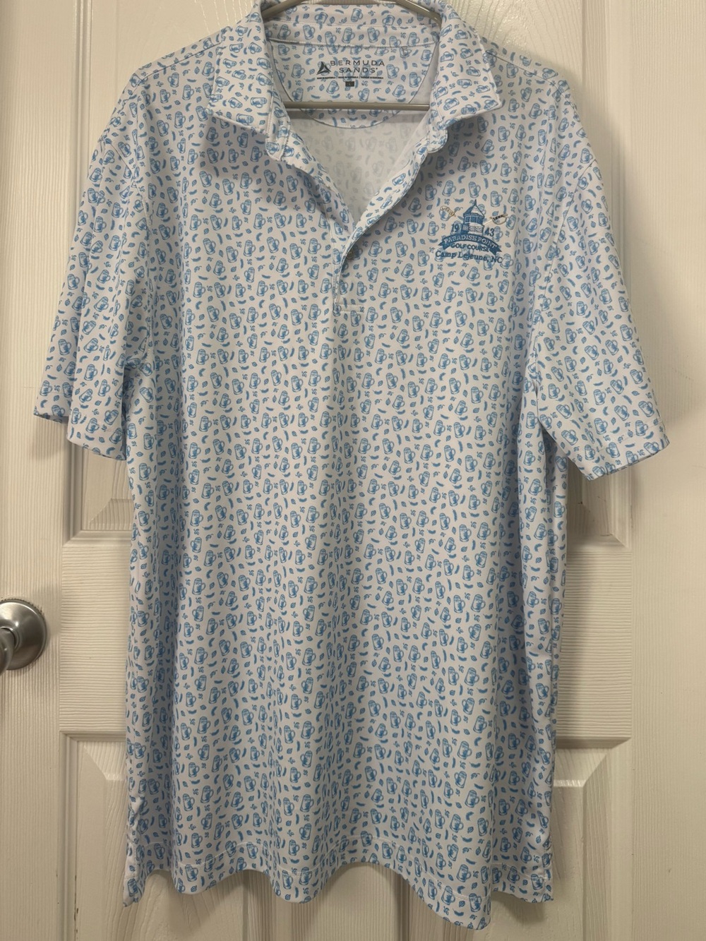 NWOT Men’s Bermuda Sands Paradise Point Camp Lejeune Golf Polo Shirt Size L